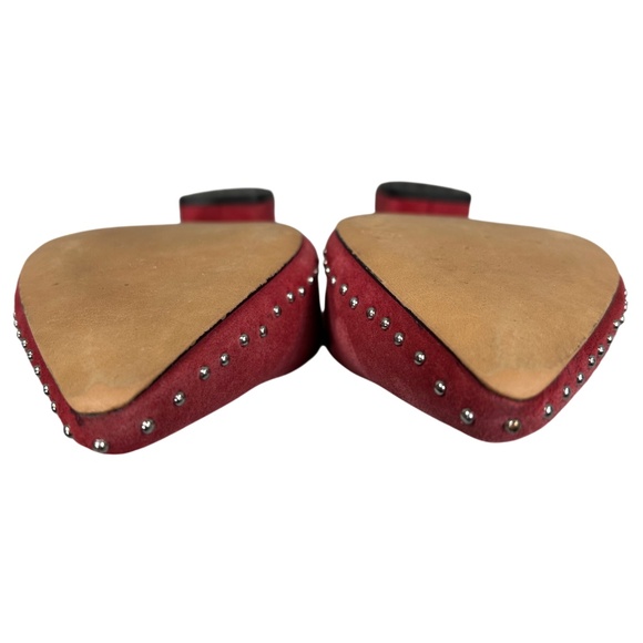 Rebecca Minkoff Chamille Red Suede Studded Leather Pointed Toe Mule Shoes Size 7 - Picture 7 of 10
